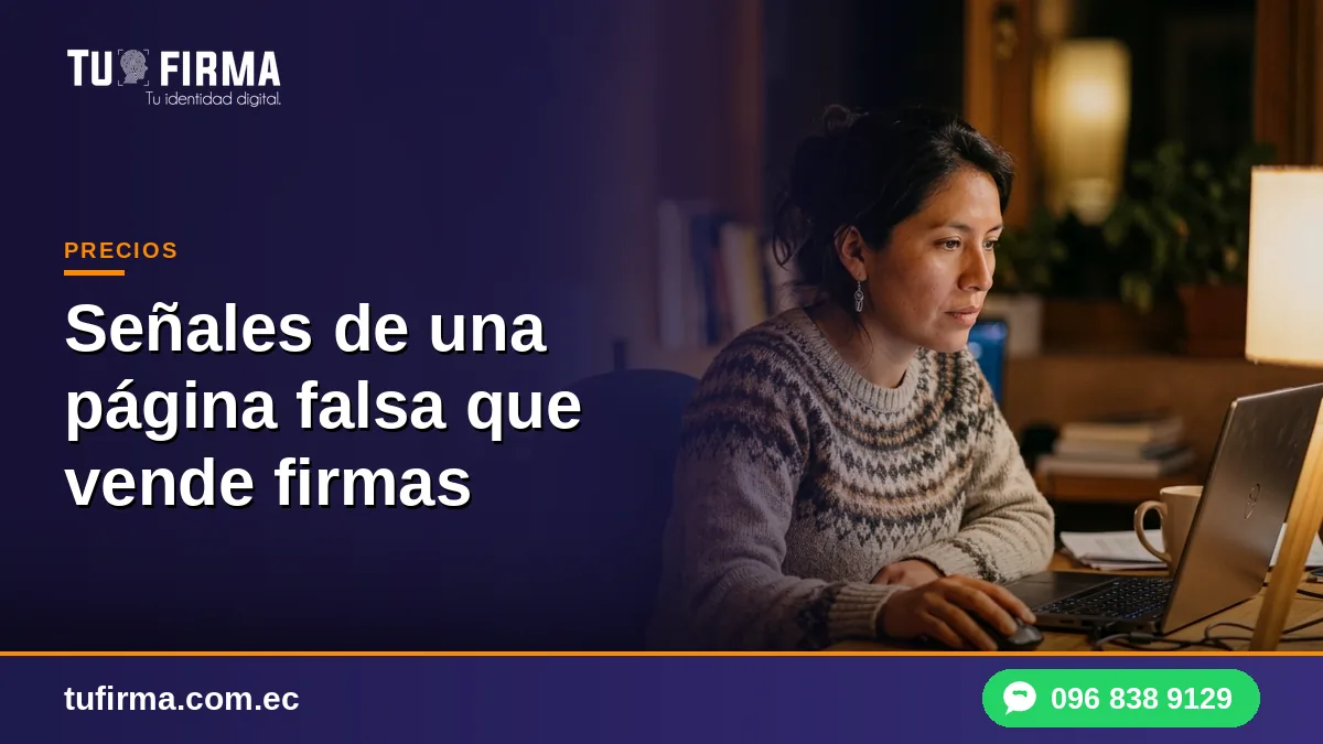 Señales de una página falsa que vende firmas electrónicas